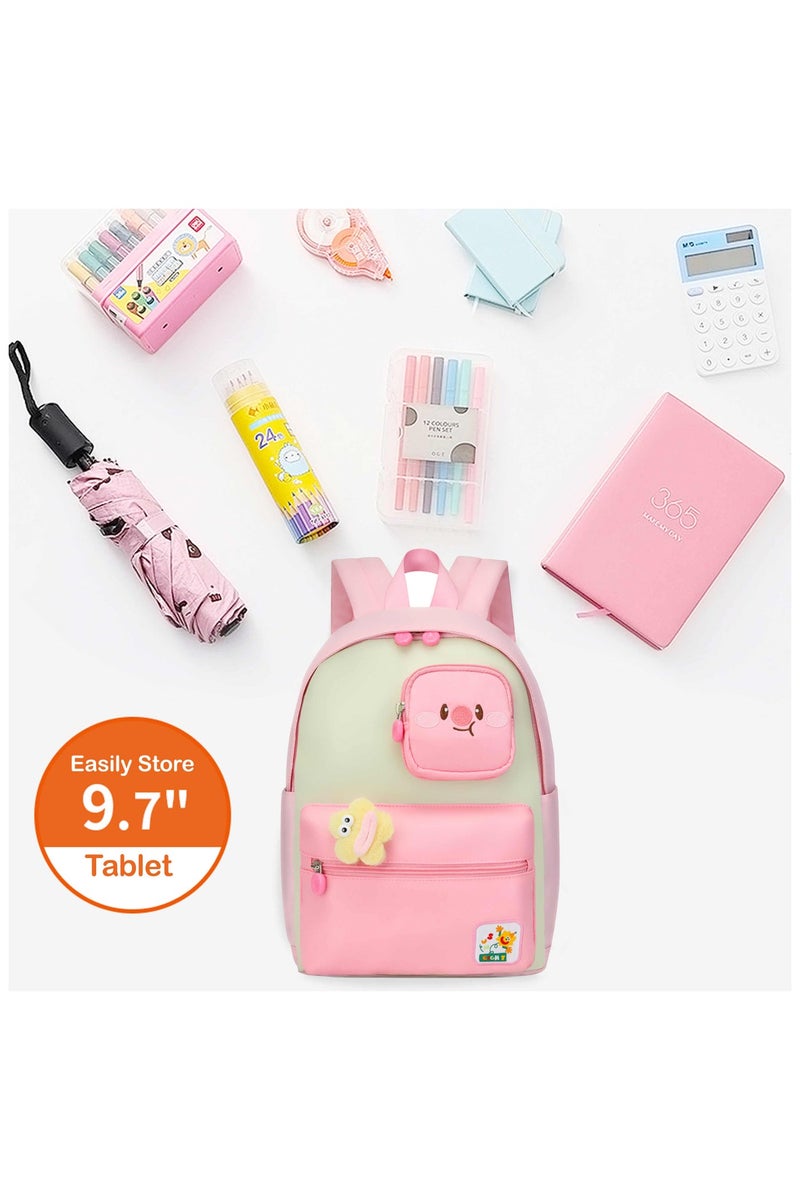SUN EIGHT Premium 14-inch Light Weight Kids Backpack Water Resistant Multifunctional School Backpack for Girls, SE2212, Pink Green - Image 5